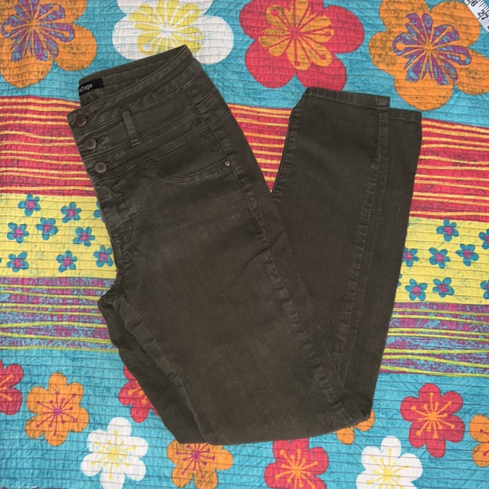 Army green high rise jeans